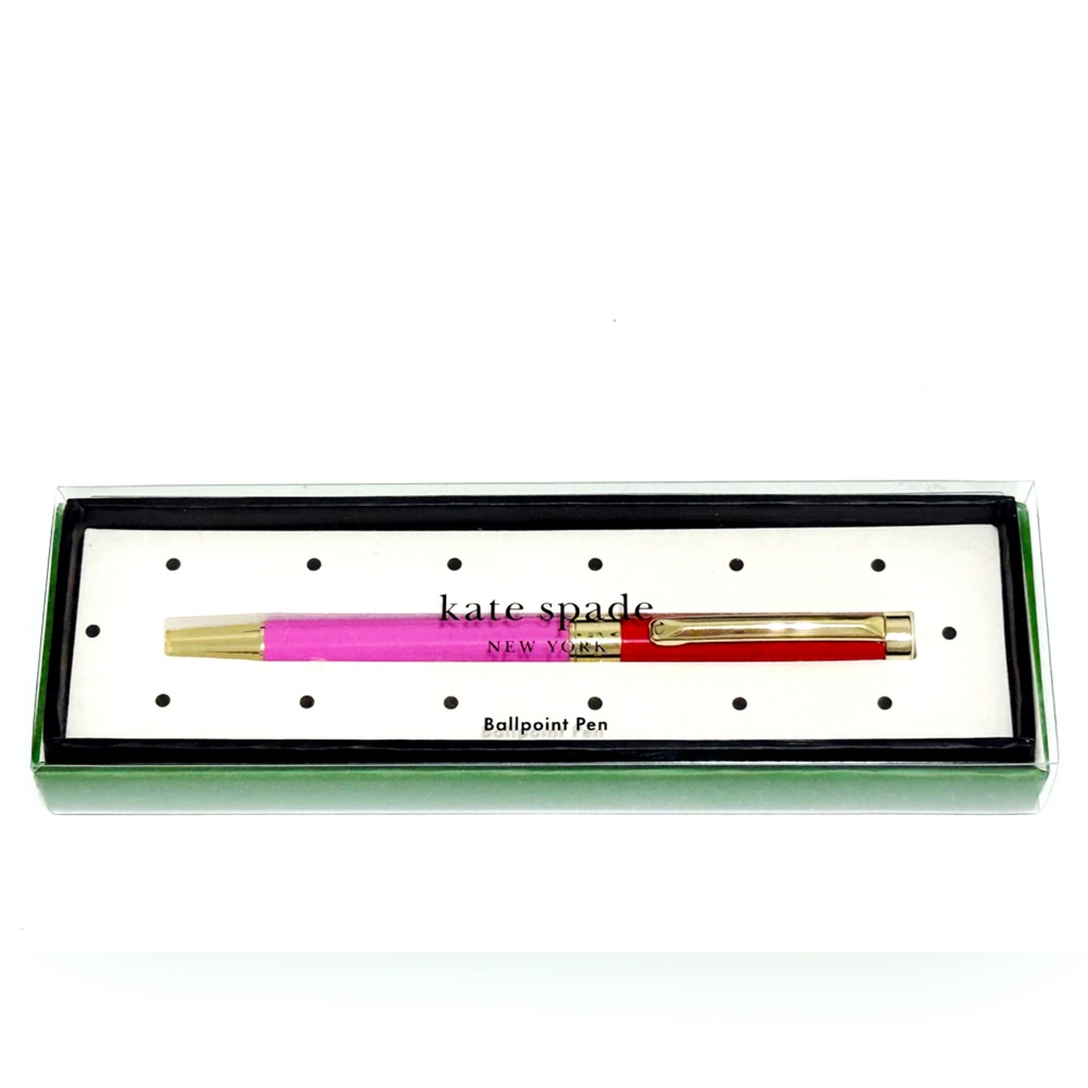 NEW Kate Spade New York Red and Pink colorblock ballpoint pen